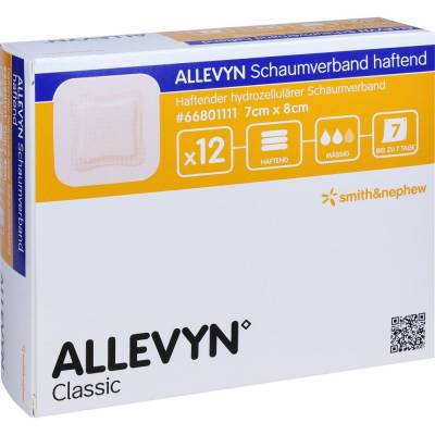 ALLEVYN Schaumverband 7x8 cm haftend 12 St Verband von B2B Medical GmbH