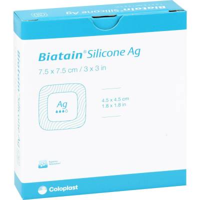 BIATAIN Silicone Ag Schaumverband 7,5x7,5 cm 5 St Kompressen von B2B Medical GmbH