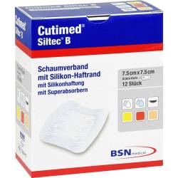 CUTIMED Siltec B Schaumverb.7,5x7,5 cm m.Haftr. 12 St Kompressen von BSN medical GmbH