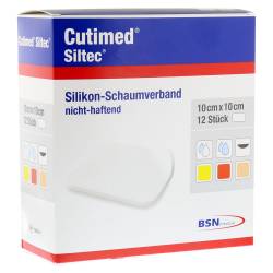 CUTIMED Siltec Schaumverb.10x10 cm nicht haftend 12 St Kompressen von BSN medical GmbH