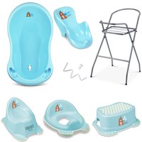 Babykajo 7 Set Baby Badewanne mit Gestell + Sitz + Abfluss + Töpfchen + Hocker + Toilettentrainer von Babykajo