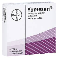 "YOMESAN 500 mg Kautabletten 4 Stück" von "Bayer Vital GmbH - Geschäftsbereich Pharma"