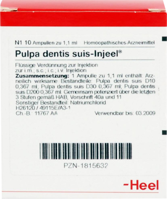PULPA DENTIS SUIS Injeel Ampullen 10 St von Biologische Heilmittel Heel GmbH