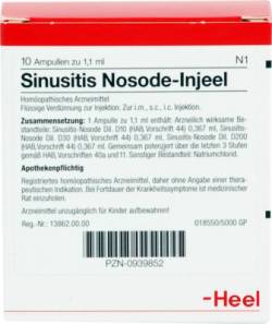 SINUSITIS Nosode Injeel Ampullen 10 St von Biologische Heilmittel Heel GmbH