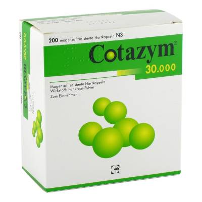 "Cotazym 30000 Kapseln magensaftresistent 200 Stück" von "CHEPLAPHARM Arzneimittel GmbH"