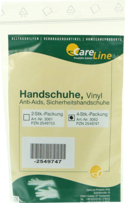 HANDSCHUHE Vinyl Anti Aids 4 St von Careliv Produkte OHG