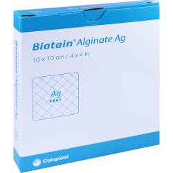 BIATAIN Alginate Ag Kompressen 10x10 cm mit Silber 10 St Verband von Coloplast GmbH