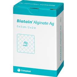 BIATAIN Alginate Ag Kompressen 5x5 cm mit Silber 30 St Verband von Coloplast GmbH