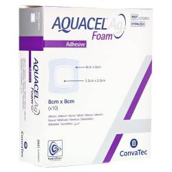 AQUACEL Ag Foam adhäsiv 8x8 cm Verband 10 St Verband von Convatec (Germany) GmbH