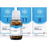 DHU Schüßler-Salze Kur mit dem Mineralsalz der Haare, der Haut und des Bindegewebes Nr. 1+8+11 von DHU Biochemie