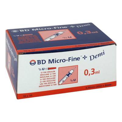 "BD MICRO-FINE+ Insulinspr.0,3 ml U100 0,3x8 mm 100 Stück" von "Docpharm GmbH"