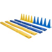 Dönges Pferdegasse gefülltes Set + 10er XXL Pylonen-Set 50 cm blau und gelb von Dönges