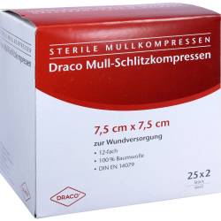 SCHLITZKOMPRESSEN Mull 7,5x7,5 cm steril 12fach 25 X 2 St Kompressen von Dr. Ausbüttel & Co. GmbH