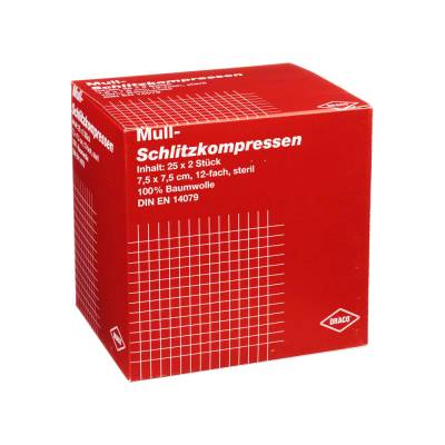 "SCHLITZKOMPRESSEN Mull 7,5x7,5 cm steril 12fach 25x2 Stück" von "Dr. Ausbüttel & Co. GmbH"