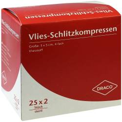 SCHLITZKOMPRESSEN Vlies 5x5 cm steril 4fach 25 X 2 St Kompressen von Dr. Ausbüttel & Co. GmbH