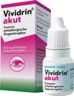 VIVIDRIN akut Neu: Vividrin Azelastin 0,5mg/mL Augentrofen 6 ml [PZN:12910546] 6 ml von Dr. Gerhard Mann