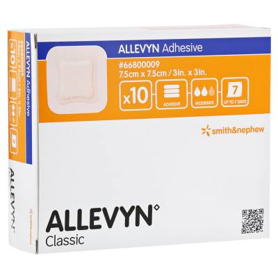 "ALLEVYN Adhesive 7,5x7,5 cm haftende Wundauflage 10 Stück" von "EMRA-MED Arzneimittel GmbH"