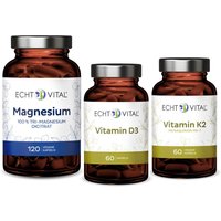 Echt Vital Kombi-Starterpaket Vitamin D3 + K2 + Magnesium von Echt Vital