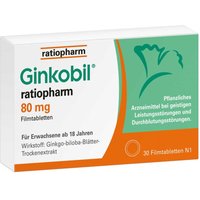 Ginkobil ratiopharm 80mg mit Ginkgo biloba von GINKOBIL ratiopharm