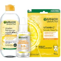 Garnier Pflegeset für das Gesicht, Mit Mizellen Reinigungswasser, Vitamin C Serum und Tuchmaske von Garnier