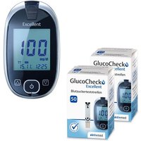GlucoCheck Excellent Mess-Set zur Blutzuckerkontrolle mit 110 Streifen von GlucoCheck