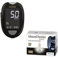 GlucoCheck Gold Set (mmol/L) zur Kontrolle des Blutzuckers mit 60 Teststreifen von GlucoCheck