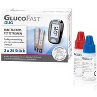 Glucofast Duo Blutzucker-Teststreifen und Kontrolllösung im Kombiset von Glucofast