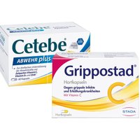Cetebe® Abwehr plus mit Vitamin C, Vitamin D3 und Zink + Grippostad C® bei Erkältung und grippalen Infekten von Grippostad