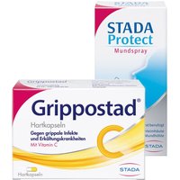 Grippostad C® bei Erkältung und grippalen Infekten + Stada Protect Mundspray von Grippostad