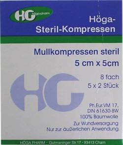 H�GA-KOMPRESSEN 5x5 cm steril 8fach 5X2 St von H�GA-PHARM G.H�cherl