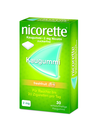 NICORETTE Kaugummi 2 mg freshfruit 30 St von Johnson & Johnson GmbH (OTC)