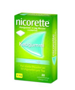 NICORETTE Kaugummi 4 mg whitemint 30 St von Johnson & Johnson GmbH (OTC)