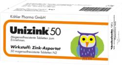 UNIZINK 50 magensaftresistente Tabletten 50 St von K�hler Pharma GmbH