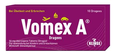 VOMEX A Dragees 50 mg �berzogene Tabletten 10 St von Klinge Pharma GmbH