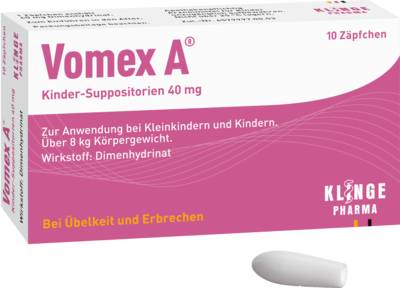 VOMEX A Kinder-Suppositorien 40 mg 10 St von Klinge Pharma GmbH