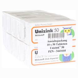 "Unizink 50 Tabletten magensaftresistent 10x50 Stück" von "Köhler Pharma GmbH"