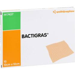 BACTIGRAS antiseptische Paraffingaze 10x10 cm 10 St Wundgaze von Kohlpharma GmbH