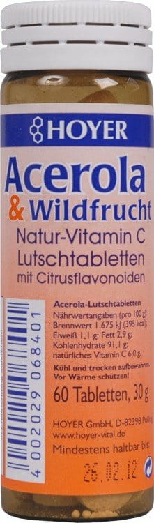 ACEROLA & WILDFRUCHT Vitamin C Lutschtabletten 60 St Lutschtabletten von HOYER GMBH