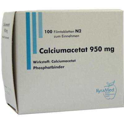 CALCIUMACETAT 950 mg Filmtabletten 100 St von KyraMed Biomol Naturprodukte GmbH