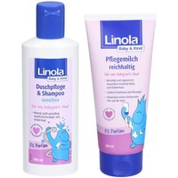 Linola Baby & Kind Duschpflege & Shampoo sensitive + Pflegemilch von Linola