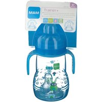 MAM Trainer+ Trinklernflasche mit Griffen, tropffreiem Sauger & Trinkschnabel 220ml blau, ab 4 Monate von MAM