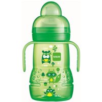 MAM Trainer+ Trinklernflasche mit Griffen, tropffreiem Sauger & Trinkschnabel 220ml grün, ab 4 Monate von MAM
