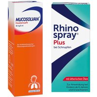 Rhinospray plus bei Schnupfen + Mucosolvan Hustensaft 30mg 5ml S von Mucosolvan