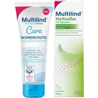 Multilind® Heilsalbe mit Nystatin im Spender + DermaCare Protect Wundschutz Pflegecreme von Multilind