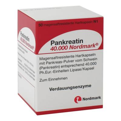 "Pankreatin 40000 Nordmark Magensaftresistente Hartkapseln 50 Stück" von "NORDMARK Pharma GmbH"