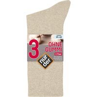 NUR DER Socken Ohne Gummi 3er Pack - beigemel. - Größe 39-42 von NUR DER