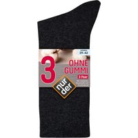 NUR DER Socken Ohne Gummi 3er Pack - schwarz - Größe 43-46 von NUR DER