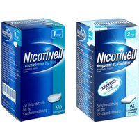 Nicotinell 1mg Mint (96 stk) + Nicotinell 2mg Cool Mint (96 stk) von Nicotinell