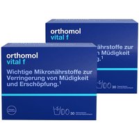 Orthomol Vital f für Frauen - bei Müdigkeit - mit B-Vitaminen, Omega-3 und Magnesium - Granulat/Tabletten/Kapseln - Orangen-Geschmack von Orthomol