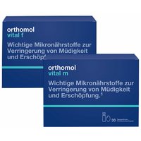 Orthomol Vital f für Frauen & m für Männer - bei Müdigkeit - mit B-Vitaminen, Omega-3 und Magnesium - Trinkampullen/Kapseln - Orangen-Geschmack von Orthomol